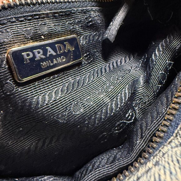 PRADA DISTRESSED DENIM POUCH - Picture 5 of 11